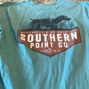 YXL southern point co boys green/blue short sleeve
